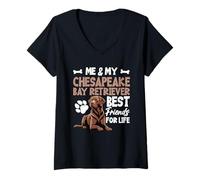 Mujer Duck Hunting Puppy Lover Me & My Chesapeake Bay Retriever Camiseta Cuello V
