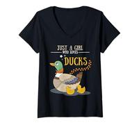 Mujer Duck Lover Just A Girl Who Loves Ducks Animals Women Kids Camiseta Cuello V