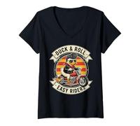 Mujer Duck & Roll Easy Riders Rock and Roll Outfit 50s Camiseta Cuello V