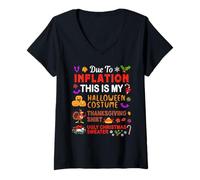 Mujer Due To Inflation This Is My Halloween Costume Thanksgiving Camiseta Cuello V