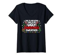 Mujer Due to Inflation This is My Ugly Sweater For Christmas Funny Camiseta Cuello V