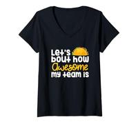 Mujer Dueño de Negocio Let's Taco Bout lo Impresionante Que es mi Equipo Camiseta Cuello V