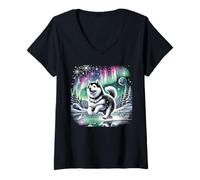 Mujer Dueño De Perro Alaskan Klee Kai Aurora Camiseta Cuello V