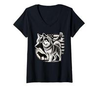 Mujer Dueño De Perro Alaskan Klee Kai Camiseta Cuello V