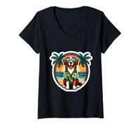 Mujer Dueño de perro perdiguero de pato de Nueva Escocia Vibes de verano Camiseta Cuello V