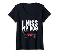 Mujer Dueño de Perro Pet Memorial Diciendo Animal I Miss My Dog Camiseta Cuello V