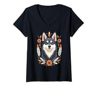 Mujer Dueño Orgulloso De Un Alaskan Klee Kai Camiseta Cuello V