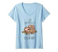 Mujer Dulce Perezoso Sleepshirt Niños Felices Hombres Camiseta Cuello V