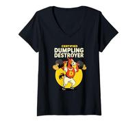 Mujer Dumpling Destroyer - Entrenamiento de Caballos Divertido Certificado Camiseta Cuello V