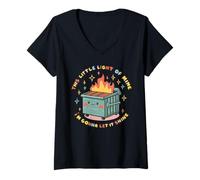 Mujer Dumpster Fire Light I'm Gonna Let It Shine Halloween Mujer Camiseta Cuello V