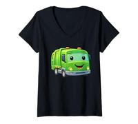 Mujer Dumpy The Garbage Truck - Diseño de Personaje Sonriente para niños Camiseta Cuello V