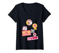 Mujer Dungeon Crawler Carl Colorful Sticker Collage LitRPG Book Camiseta Cuello V
