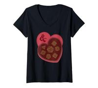 Mujer Dungeons & Dragons Valentine's Day Chocolate Dice Love Box Camiseta Cuello V