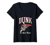 Mujer Dunk On Your Brain Mushroom Basketball Camiseta Cuello V