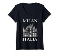Mujer Duomo di Milano y Vacaciones a Juego en Milán Camiseta Cuello V