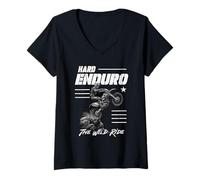 Mujer Duro Duro The Wild Ride Motocicleta fanático del automovilismo Camiseta Cuello V