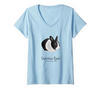 Mujer Dutchies Rule! para los Amantes de los Conejos holandeses Camiseta Cuello V
