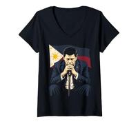 Mujer Duterte Du30 Filipinas Sara Pinas Filipino Pinoy Filipina Camiseta Cuello V