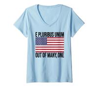 Mujer E Pluribus Unum Bandera USA Camiseta Cuello V