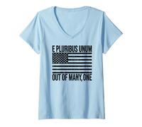 Mujer E Pluribus Unum Bandera USA Camiseta Cuello V