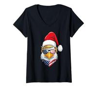 Mujer Eagle Christmas USA - Trump Santa Funny Graphic Camiseta Cuello V