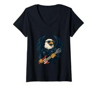 Mujer Eagle of Rock Poder Americano y espíritu de Libertad Camiseta Cuello V