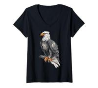 Mujer Eagle Patriot USA Animal Lover Hombres Mujeres Niños Motivo Pájaro Camiseta Cuello V