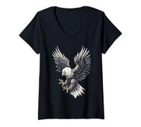 Mujer Eagle Patriot USA Animal Lover Hombres Mujeres Niños Motivo Pájaro Camiseta Cuello V