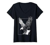 Mujer Eagle Patriot USA Animal Lover Hombres Mujeres Niños Motivo Pájaro Camiseta Cuello V