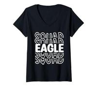 Mujer Eagle Squad School Mascot Spirit Pride Team Game Day Camisa Camiseta Cuello V