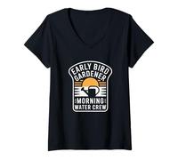 Mujer Early Bird Gardener Morning Water Crew Jardinero Camiseta Cuello V
