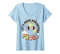 Mujer Earth Day Environmental Awareness Let's Make Our World Proud Camiseta Cuello V
