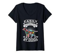 Mujer Easily Distracted by Dogs English Pointer Funny Dog Lover Camiseta Cuello V