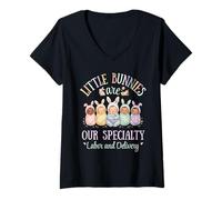 Mujer Easter Bunny Labor and Delivery Nurse Easter Day L&D Nurse Camiseta Cuello V