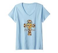 Mujer Easter Cross with Sunflower Decor For Blessed Christian Mom Camiseta Cuello V