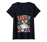 Mujer Easter Cruise 2026 Bunny Cruise Ship Cute Family Vacation Camiseta Cuello V