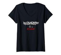 Mujer Easter He Is Risen Shirt For Christians Mateo 28:6 Pascua Camiseta Cuello V