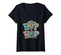 Mujer Easter Teacher Leopard Animal Decor Funny Hip Hop Easter Camiseta Cuello V