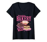 Mujer Easy-Bake Oven Easy-Bake Bakery But First Cake! Pastries Camiseta Cuello V