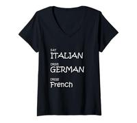 Mujer Eat Italian Drive Vestido alemán francés - Funny Luxury Lifesty Camiseta Cuello V