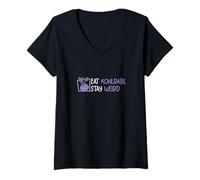 Mujer Eat Kohlrabi Stay Weird Funny Nabo Col Col Amantes del colinabo Camiseta Cuello V