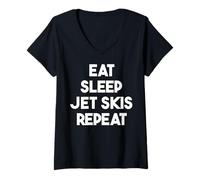 Mujer Eat Sleep Jet Skis Repeat - Divertido Camiseta Cuello V