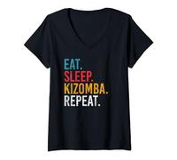 Mujer Eat Sleep Kizomba Repeat Kiz Parejas de baile en la escuela de baile Kiz Camiseta Cuello V