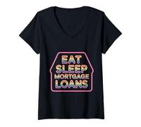 Mujer Eat Sleep Mortgage Loans Broker Real Estate Routine - Camiseta Cuello V