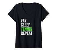Mujer Eat Sleep Tennis Repeat Cool Regalo para Jugador/Camiseta Cuello V