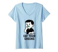 Mujer Eat Your Greens Funny Vegetable Camiseta Cuello V