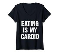 Mujer Eating Is My Cardio Camiseta Cuello V