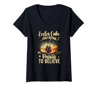 Mujer Eccles Cake, Flaky Outside, Raisin to Believe Camiseta Cuello V