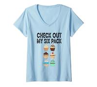Mujer Echa un Vistazo a My Cupcake Six Pack Camiseta Cuello V