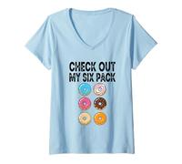 Mujer Echa un Vistazo a My Donut Six Pack Camiseta Cuello V